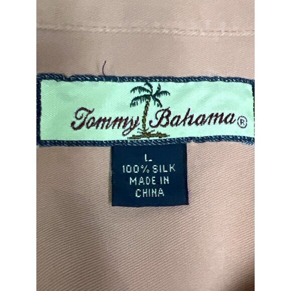 Tommy Bahamas 100% Silk Button Up Coral Collared Shirt Men's Large - Picture 6 of 7